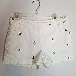 J Crew Chino White Shorts Skull Crossbone City Fit